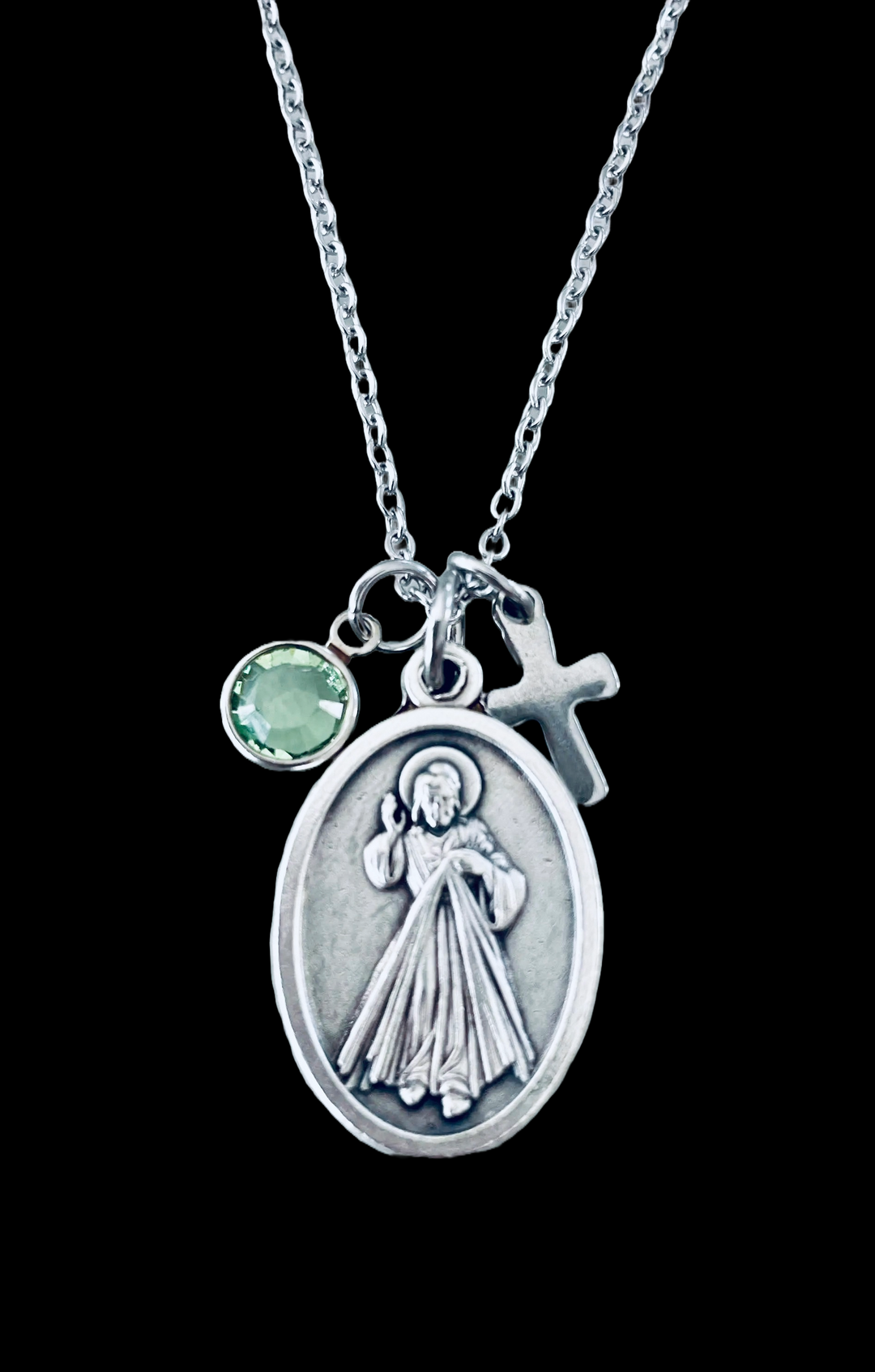 Divine Mercy Necklace Charm Necklace Jesus I Trust In You