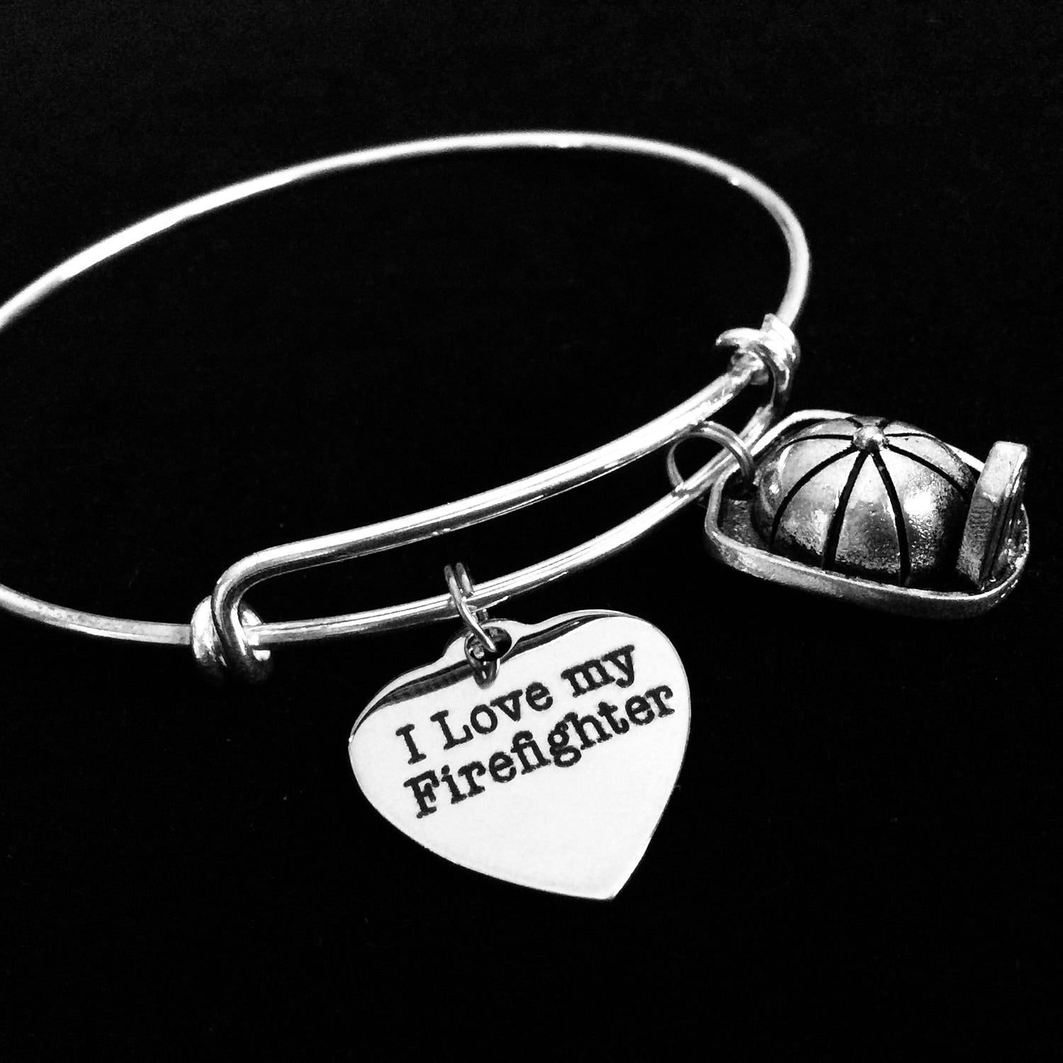 I Love My Firefighter Bracelet – Adjustable Bangle Gift