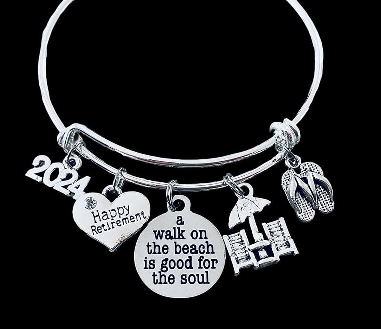 Retirement Gifts for women A walk on the beach is good for the soul Charm Bracelet