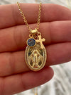 Miraculous Mary Medal Virgin Mary Necklace Gold Catholic Medal Personalized Gifts Religious Gifts