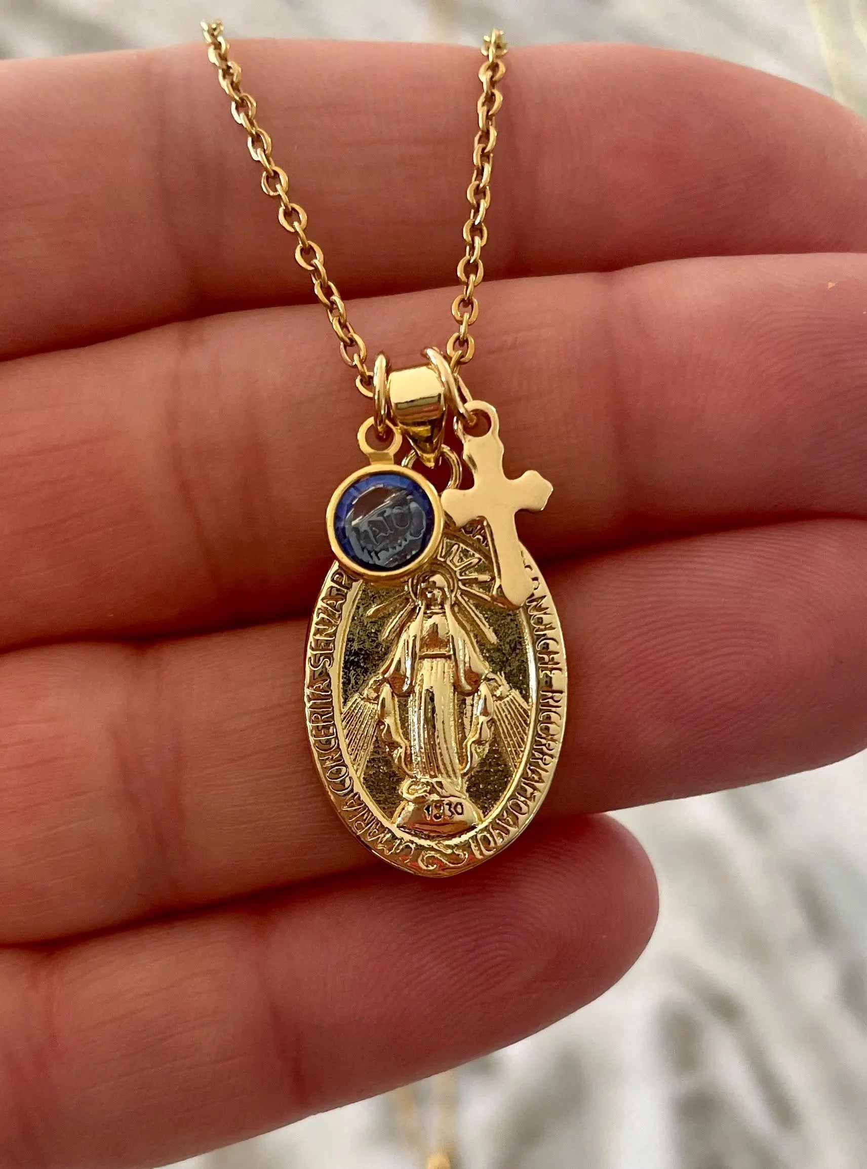 Miraculous Mary Medal Necklace Gold Medal Custom Charm Necklace