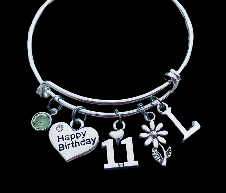 Happy 11th Birthday Expandable Charm Bracelet Adjustable Bangle Gift (Other Numbers Available)