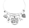 Good Friends and Good Books Both Fill your Heart with Joy Expandable Silver Charm Bracelet Adjustable Bangle Trendy Gift