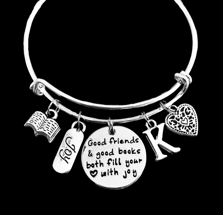 Good Friends and Good Books Fill Your Heart with Joy Charm Bracelet
