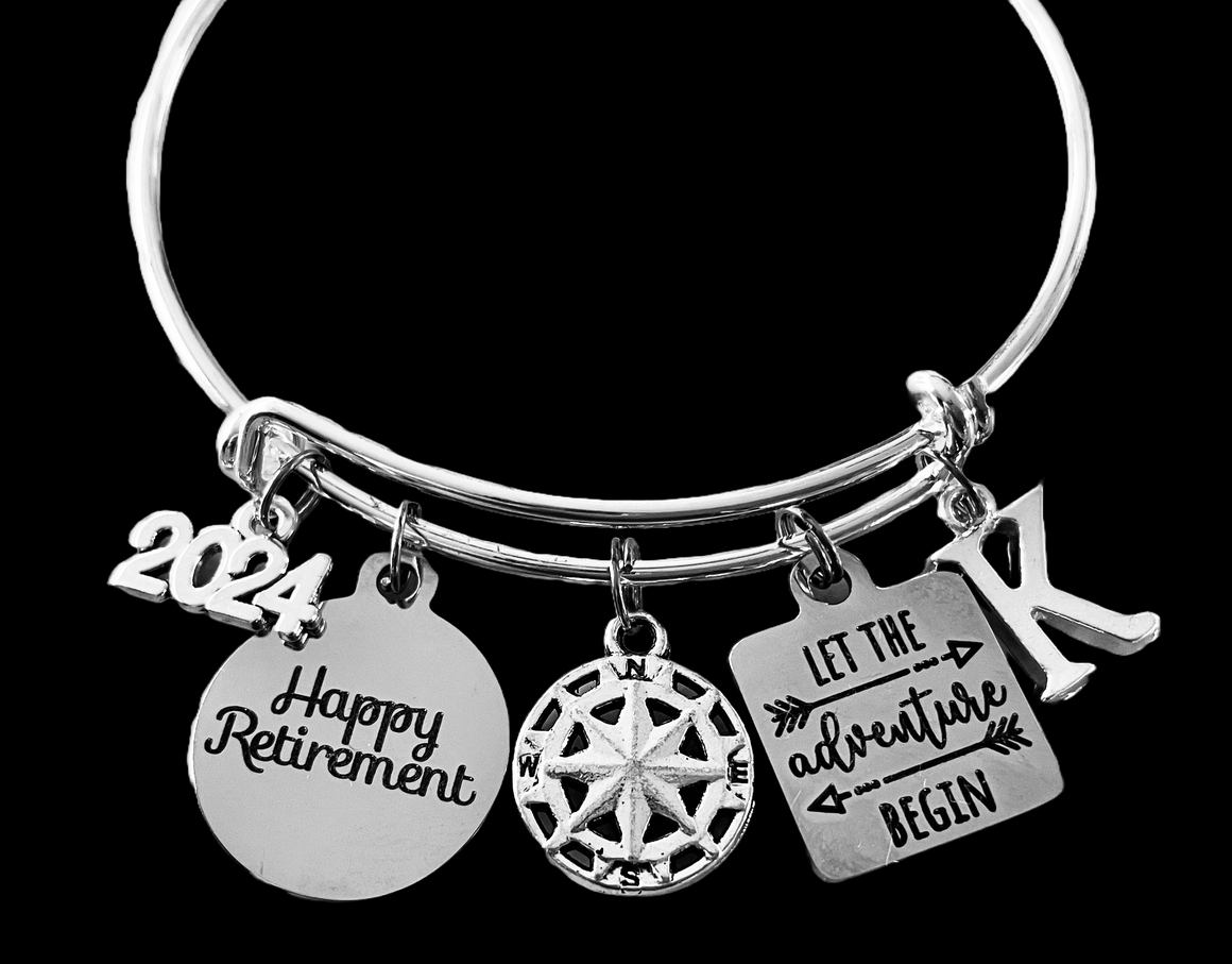 Let The Adventure Begin Jewelry Adjustable Charm Bracelet Silver Expandable Bangle One Size Fits All Gift Retirement