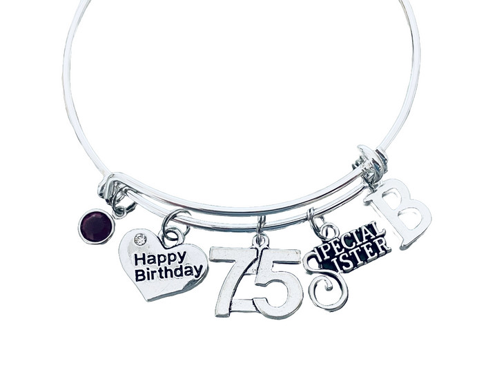 Special Sister 75th Birthday Charm Bracelet for Sisters 75th Birthday Gift Personalized Jewelry