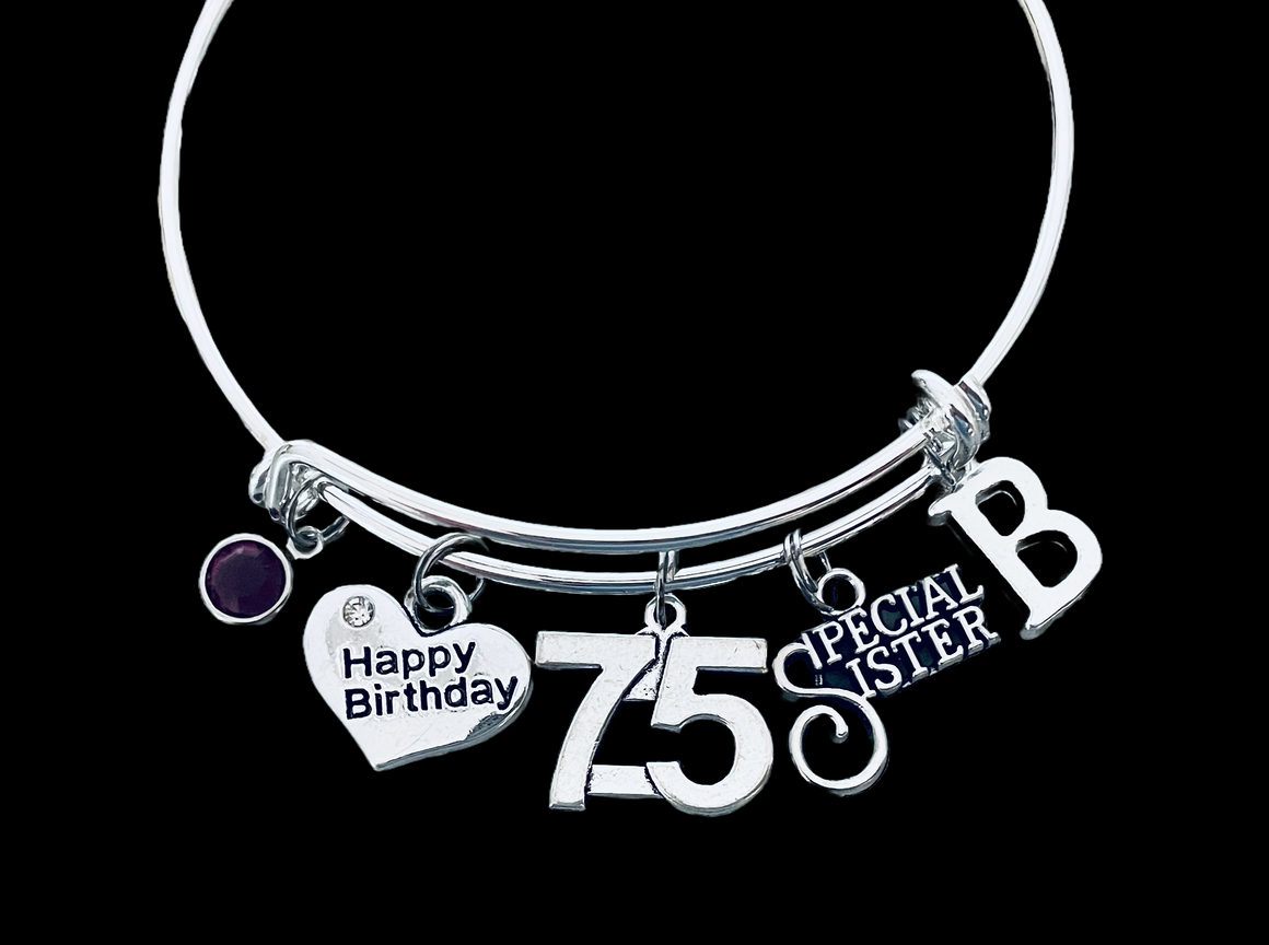 Special Sister 75th Birthday Charm Bracelet for Sisters 75th Birthday Gift Personalized Jewelry