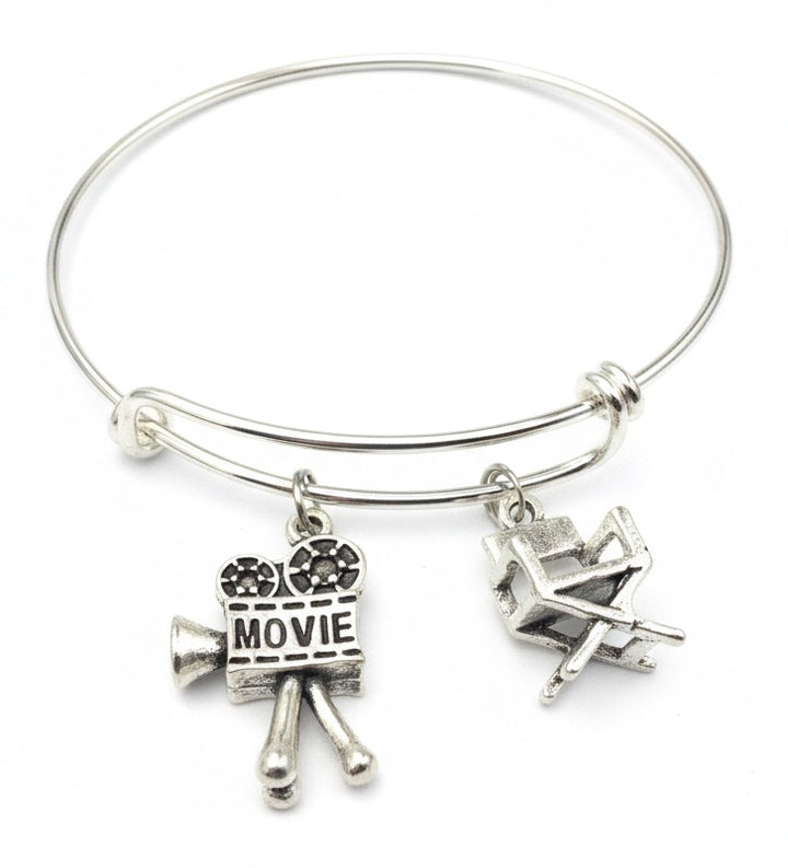 Actor Gift Bracelet | Director Movie Charms | Silver Expandable Bangle | Adjustable