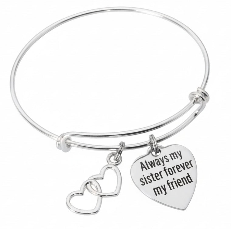 Sister Bracelet - Always My Sister Forever My Friend Adjustable Charm Gift