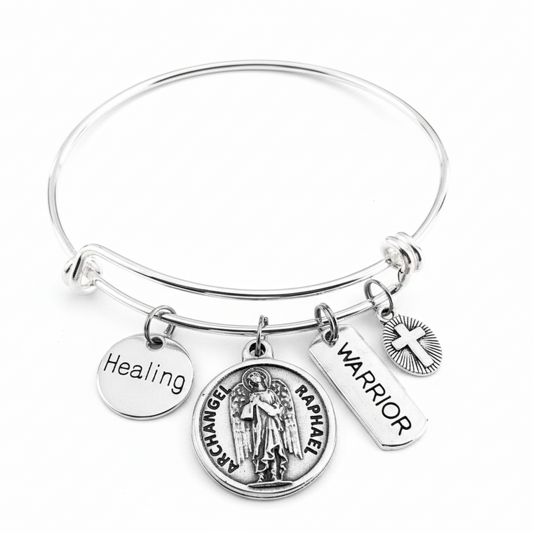 Saint Raphael Healing Bracelet – Prayer on Back - Healing Warrior Charm Bracelet