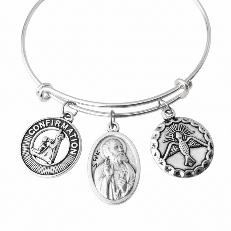 Confirmation Bracelet St Joseph Holy Spirit Dove Catholic Gift
