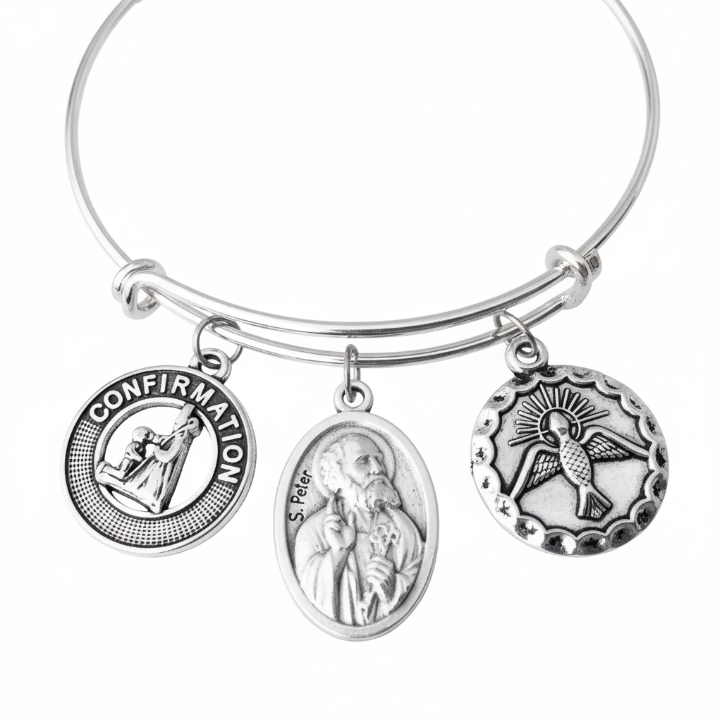 Confirmation Bracelet St Joseph Holy Spirit Dove Catholic Gift