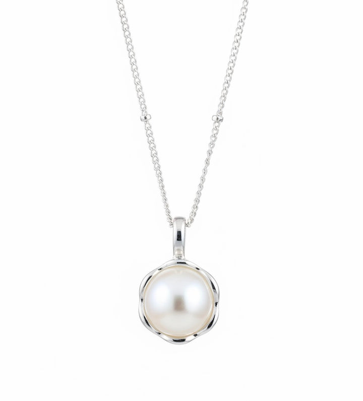 Freshwater Pearl Necklace 925 Sterling Silver Pendant with 16 Inch Chain and Extender