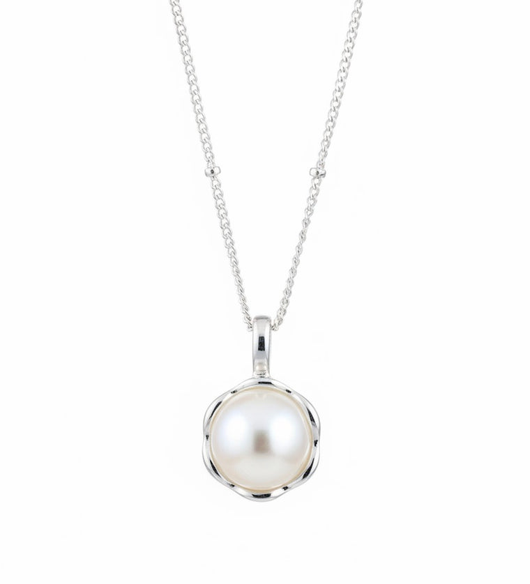 Freshwater Pearl Necklace 925 Sterling Silver Pendant with 16 Inch Chain and Extender