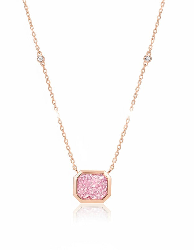 Pink Sapphire Necklace | Rose Gold Sterling Silver Gift