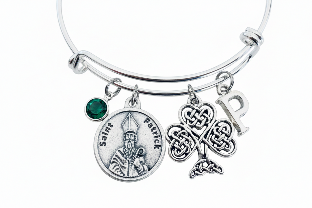 Silver bracelet with Saint Patrick charm charm bracelet