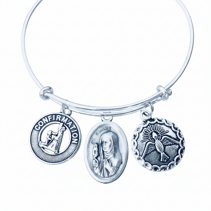 Confirmation Bracelet St Clare Holy Spirit Dove Catholic Gift