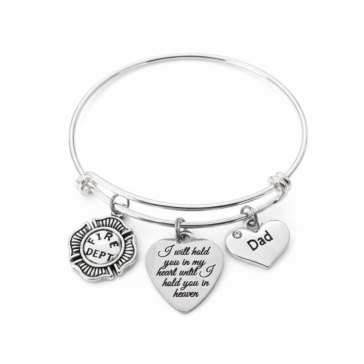 Firefighter Dad Memorial Charm Bracelet - I Will Hold You In My Heart