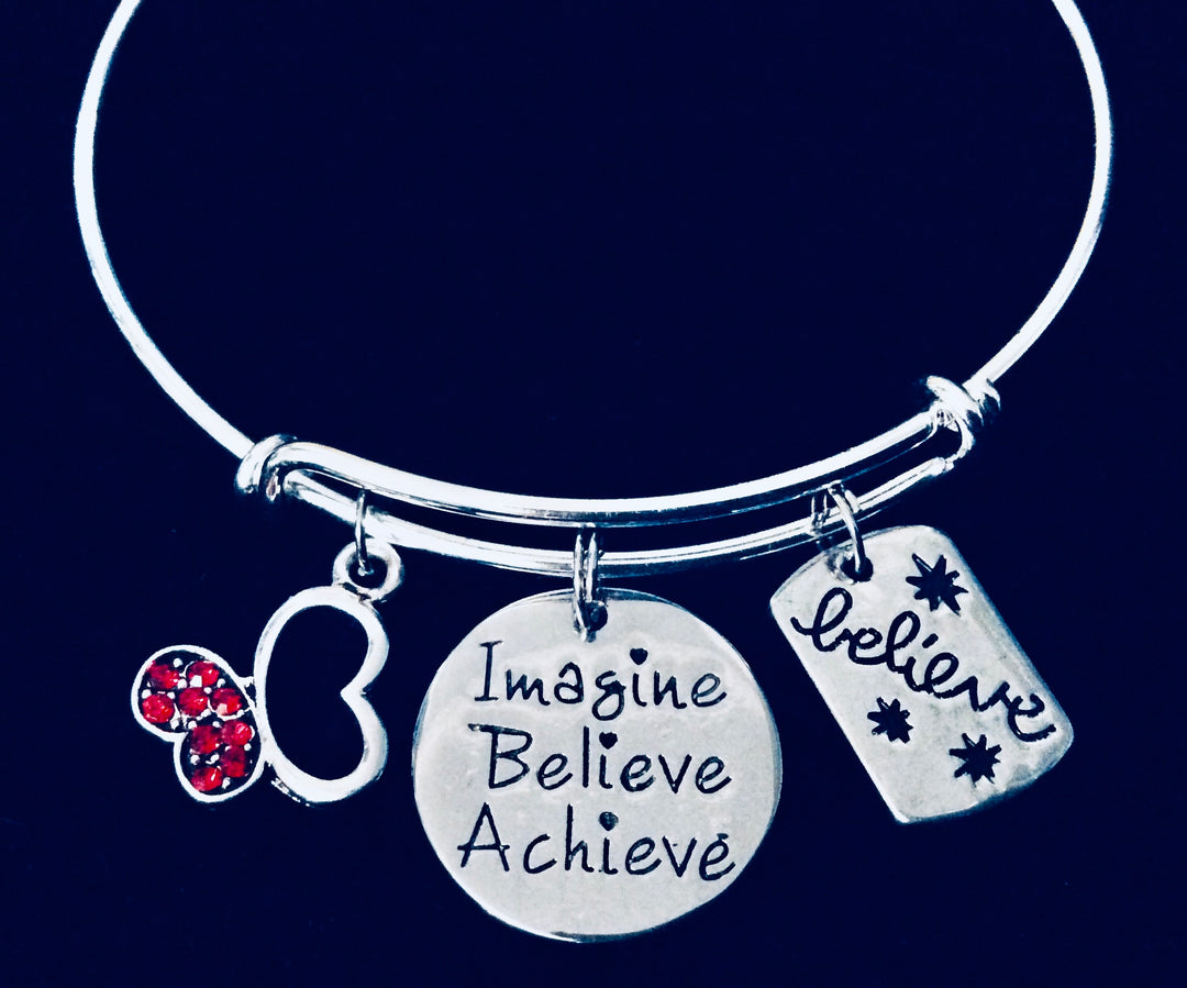 Imagine Believe Achieve Expandable Charm Bracelet 