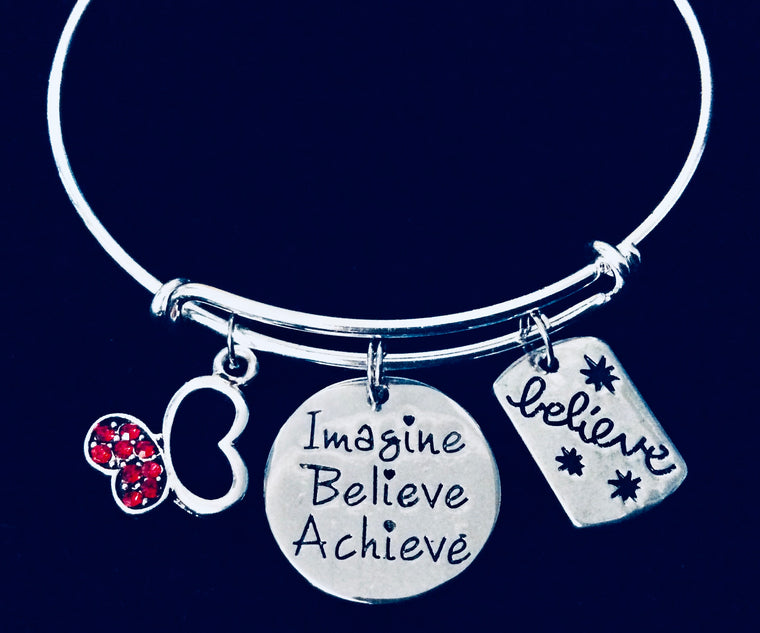 Imagine Believe Achieve Expandable Charm Bracelet 