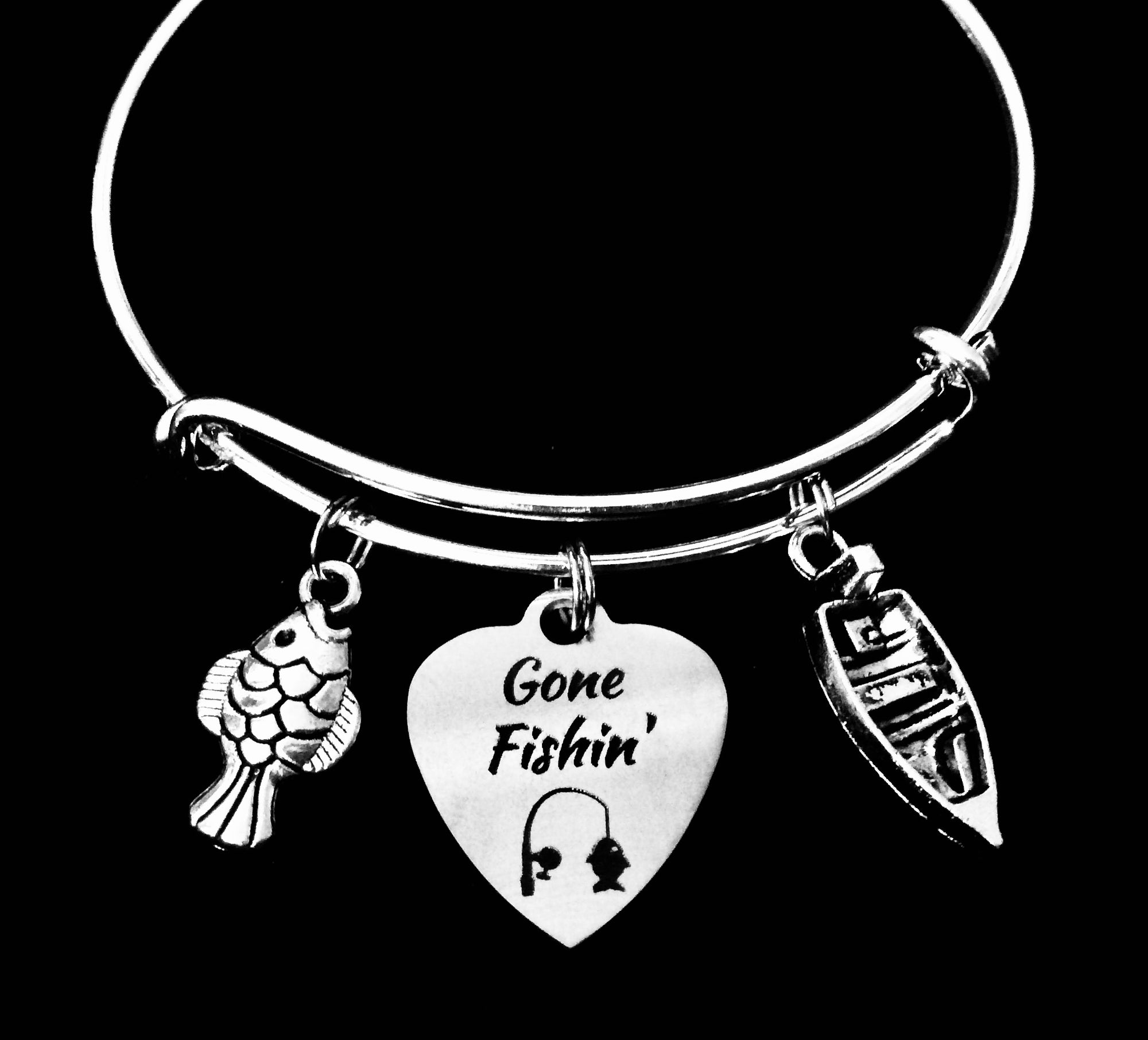 Gift for women fisherman Girls that like to fish Charm bracelet 