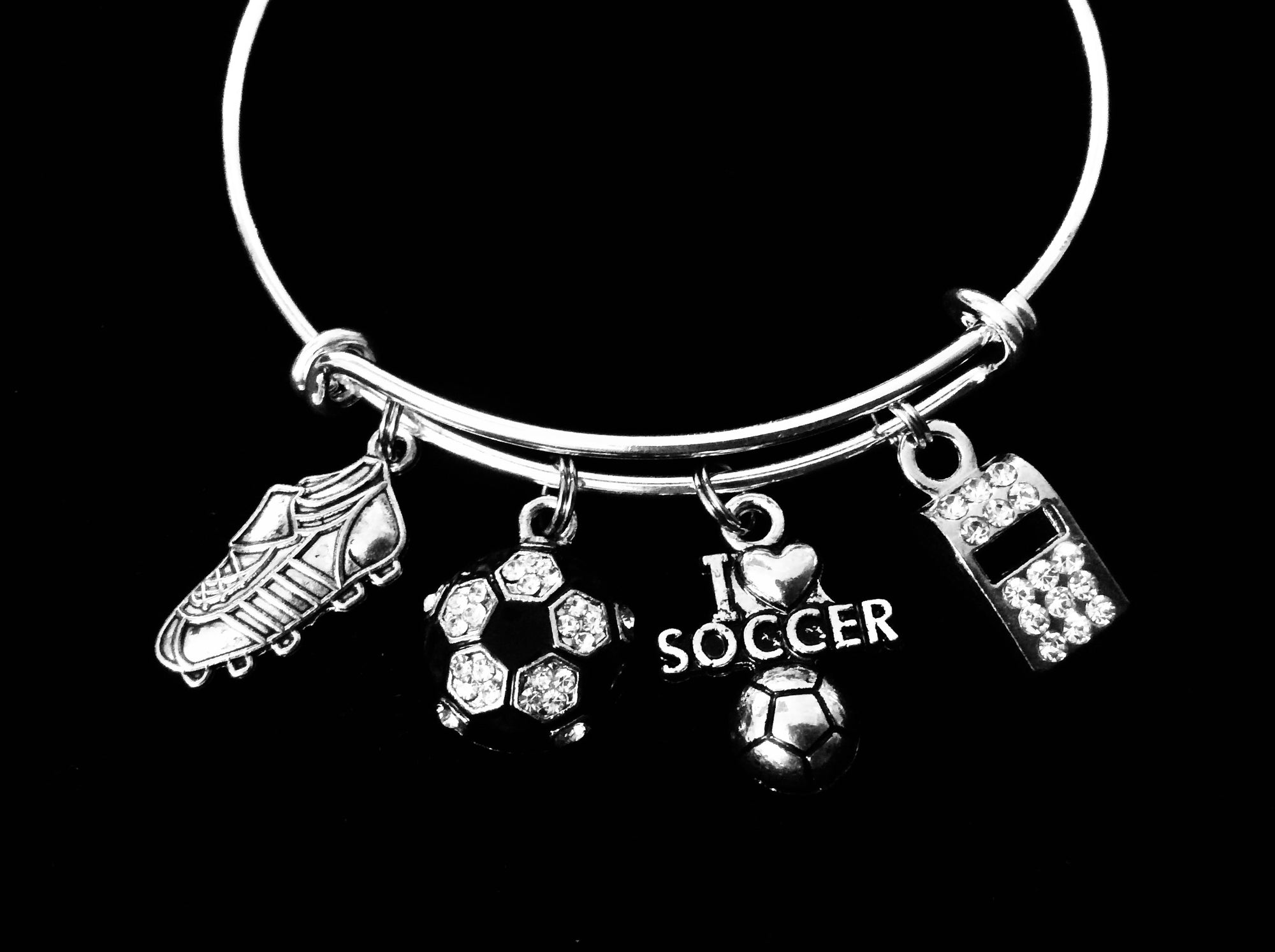 I Love Soccer Charm Bracelet for soccer Player 