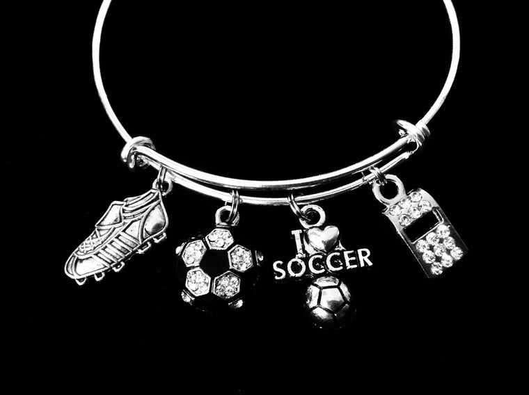 I Love Soccer Charm Bracelet for soccer Player 