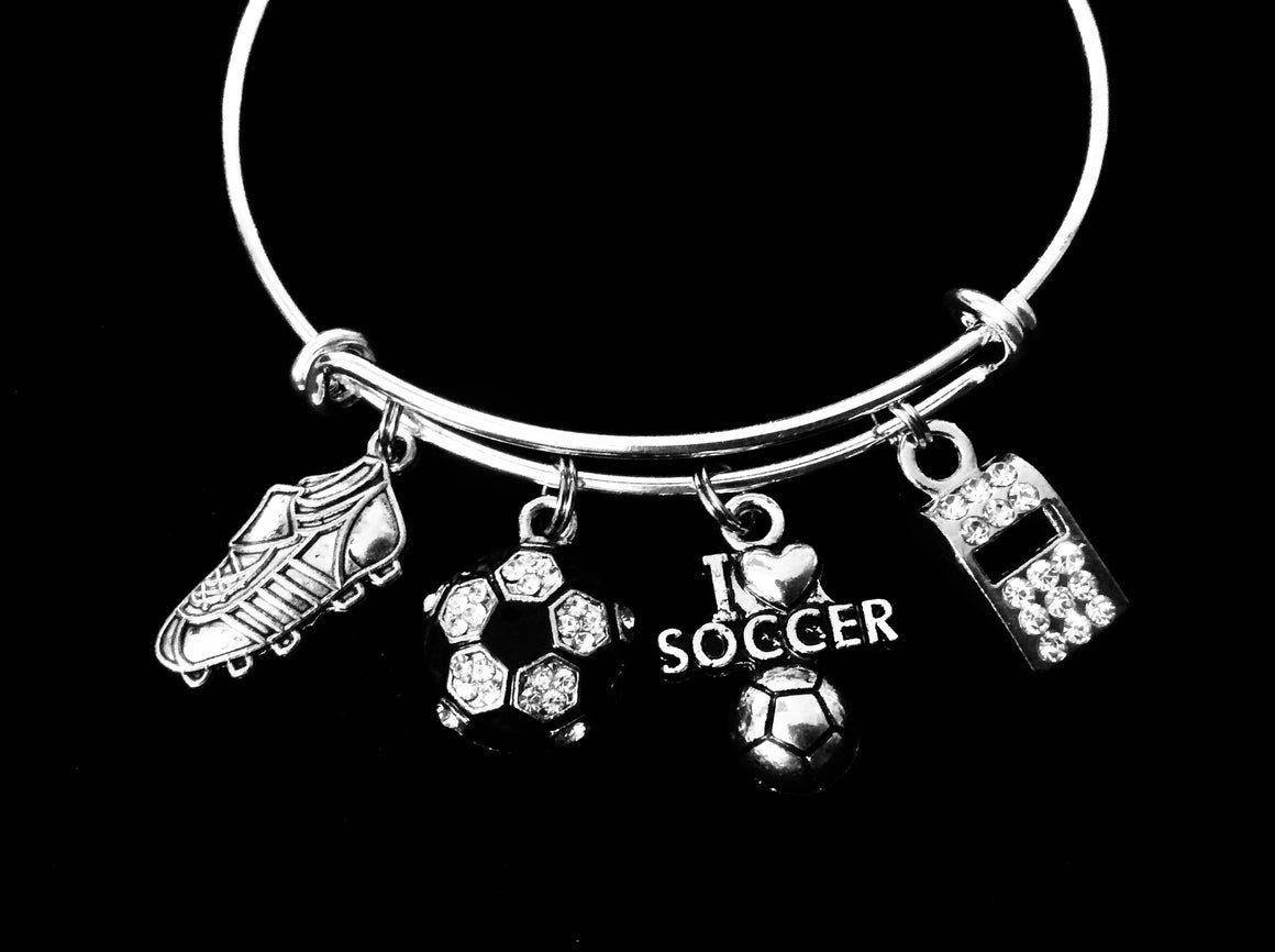 I Love Soccer Charm Bracelet for soccer Player 