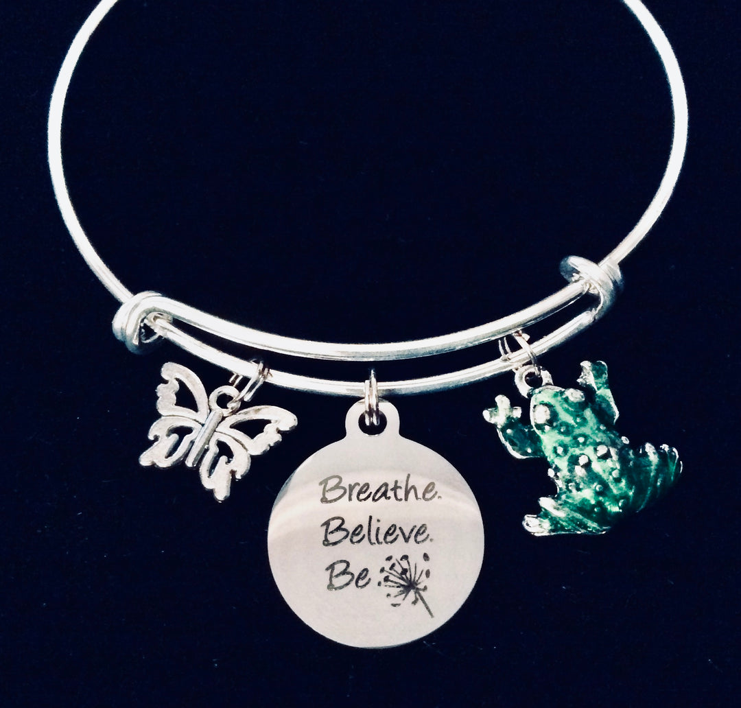 Breathe Believe Be Inspirational Charm Bracelet 