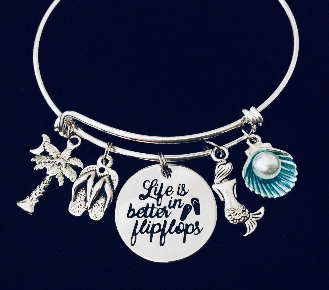 Life is Better In Flip Flops Charm Bracelet Gift for her