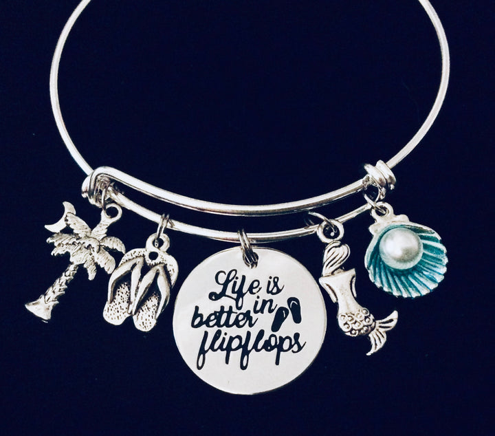 Life is Better In Flip Flops Charm Bracelet Gift for her