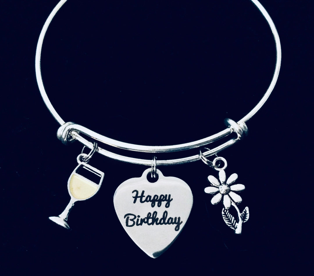 Birthday gifts for Wine Lovers Happy Birthday Charm Bracelet 