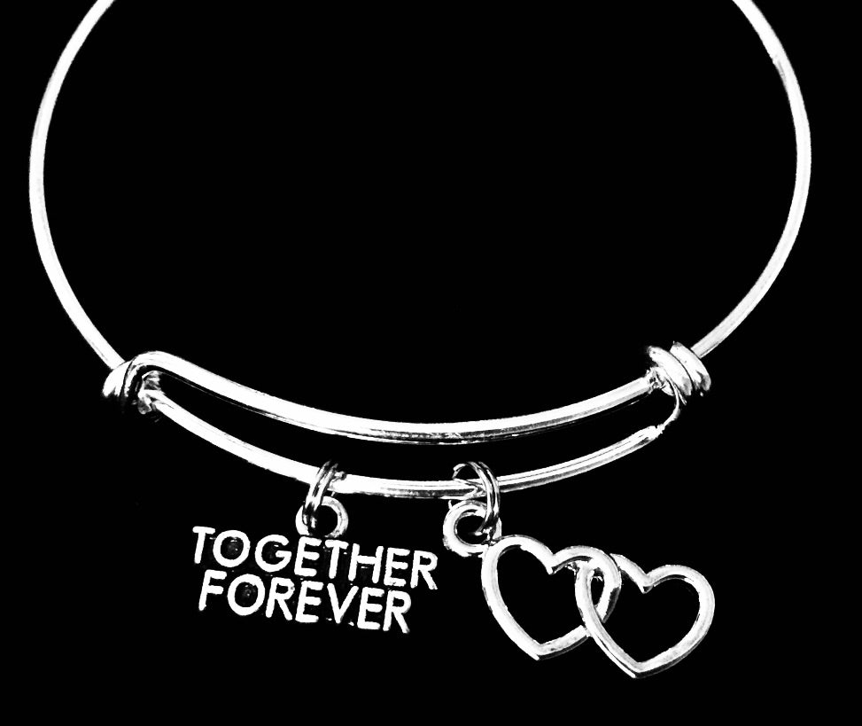 Together Forever Gift for her from Husband Boyfriend Best Friend Gifts Charm Bracelet Simple Bangle