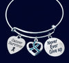 Teal Ribbon Awareness Jewelry Never Give Up Inspirational  Gift for her