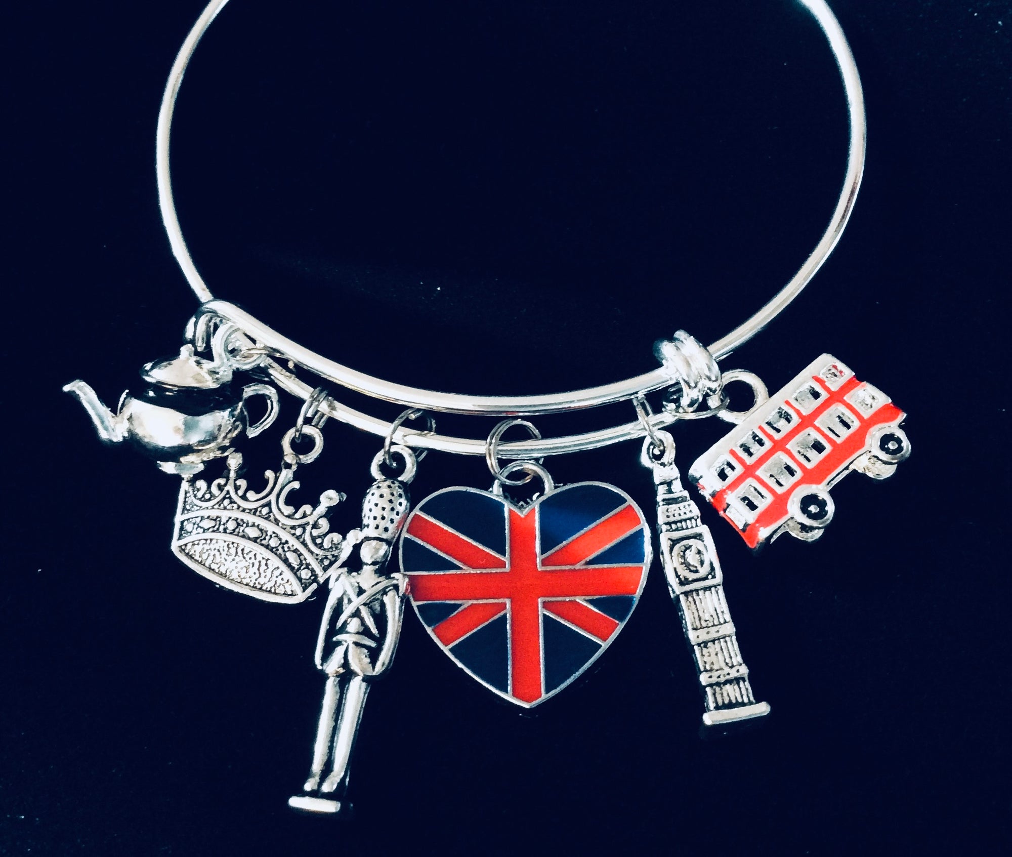 England Expandable Charm Bracelet British Flag Jewelry Adjustable Bracelet of UK