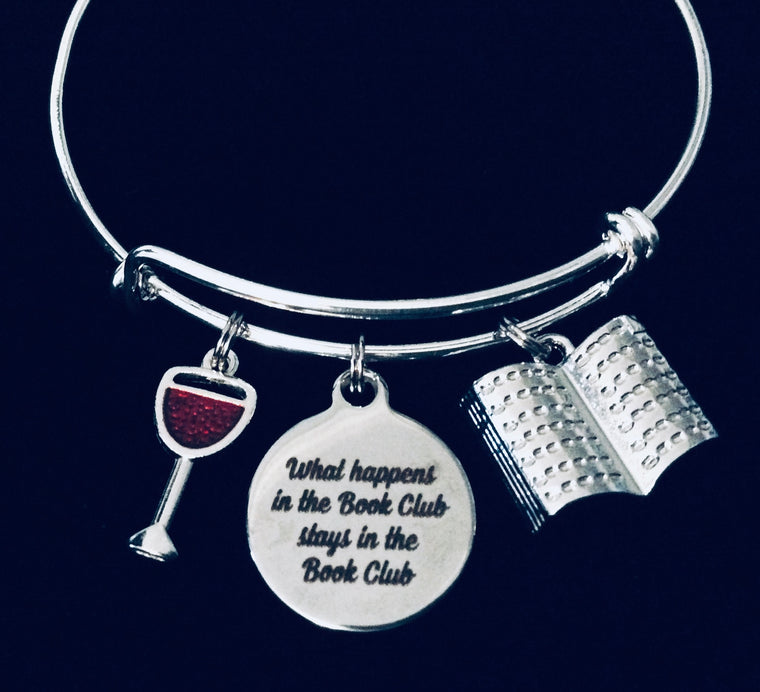 What Happens in Book Club Stays in Book Club Adjustable Bracelet Expandable Charm Bangle Gift