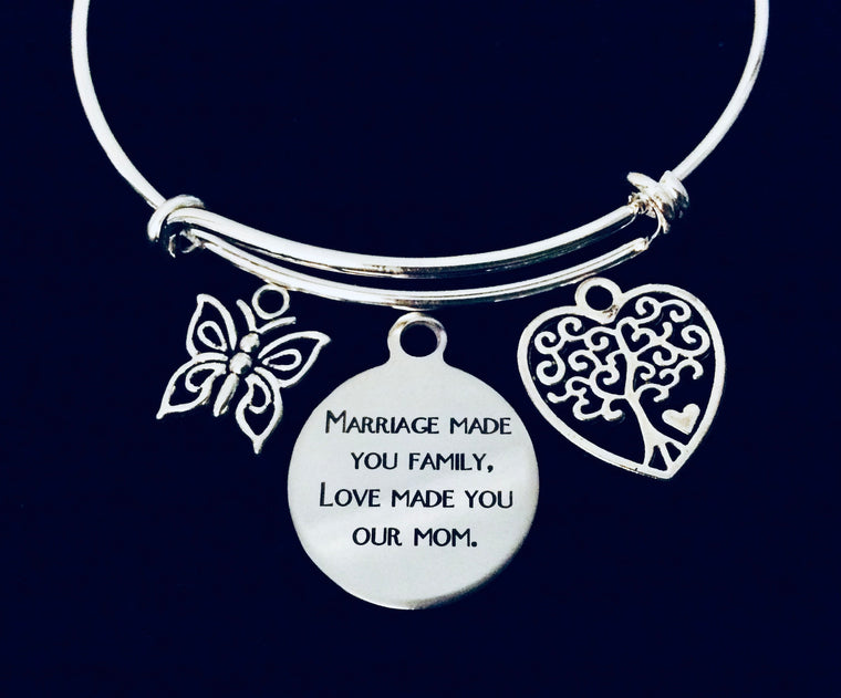Stepmom Gift Bracelet – Family Tree & Heart Charms