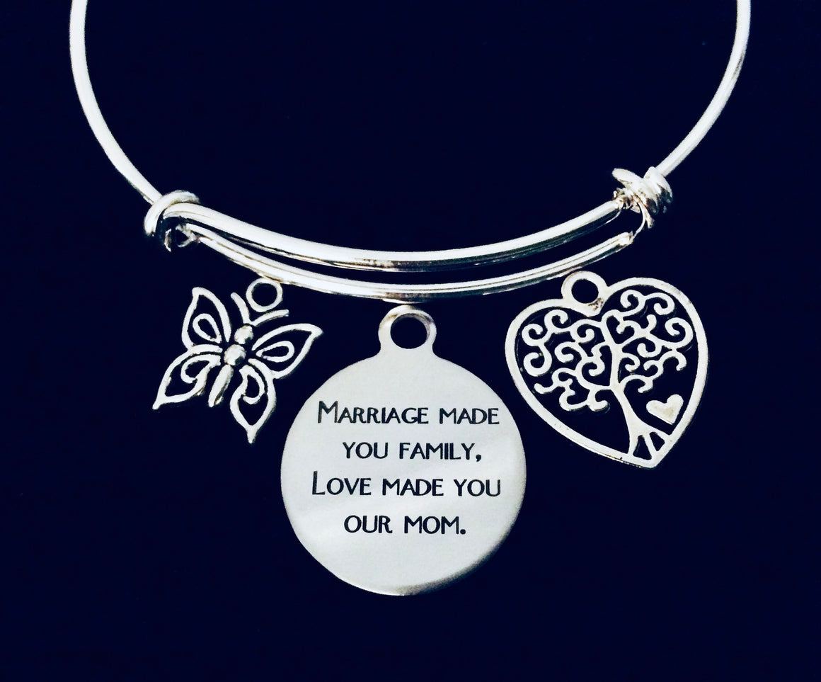 Stepmom Gift Bracelet – Family Tree & Heart Charms