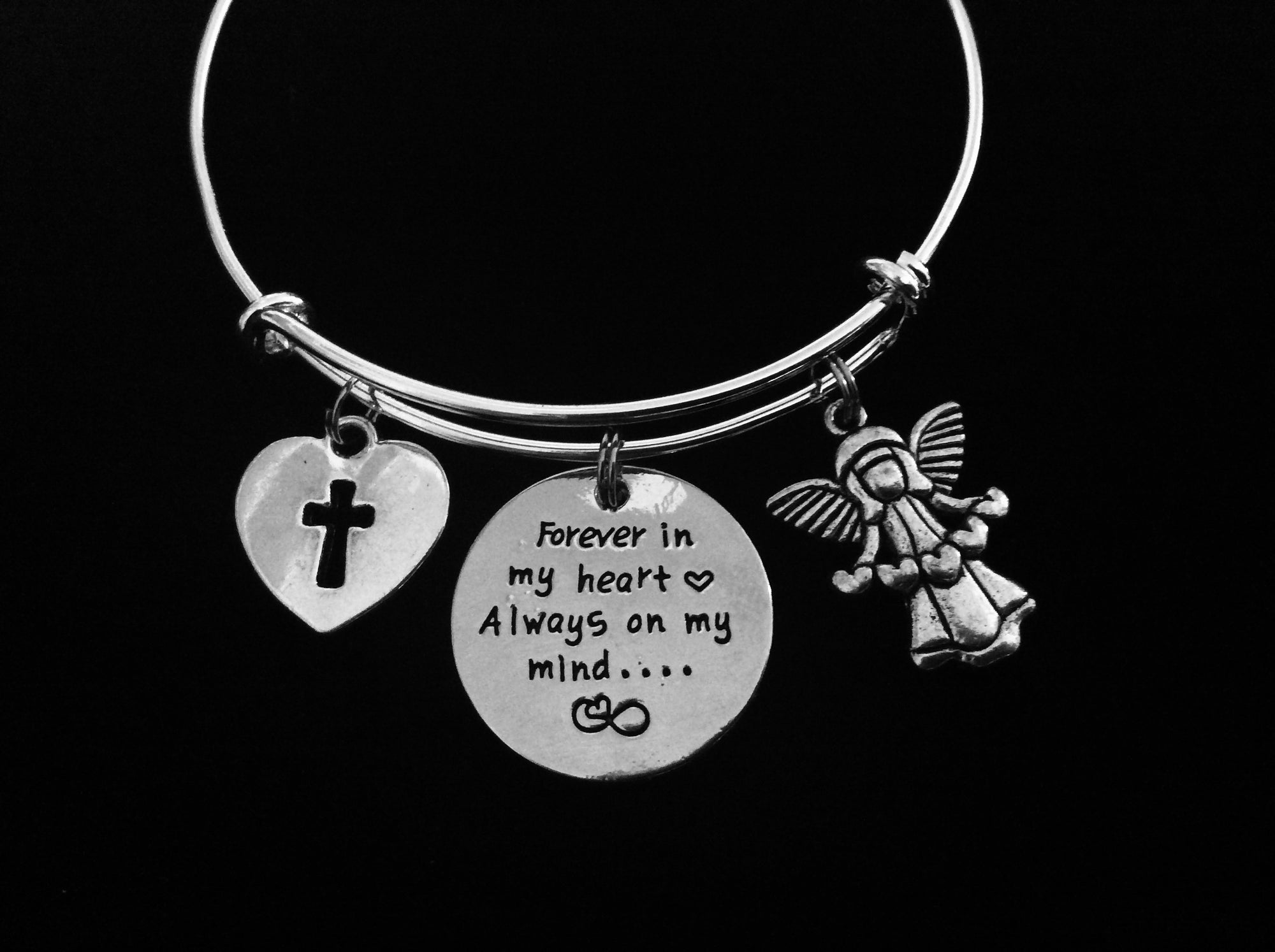 Forever in My Heart Memorial Charm Bracelet – Sympathy Gift Jewelry