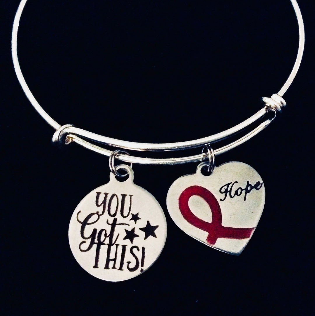 You Got This Hope Red Awareness Ribbon Jewelry Inspirational Charm Bracelet 