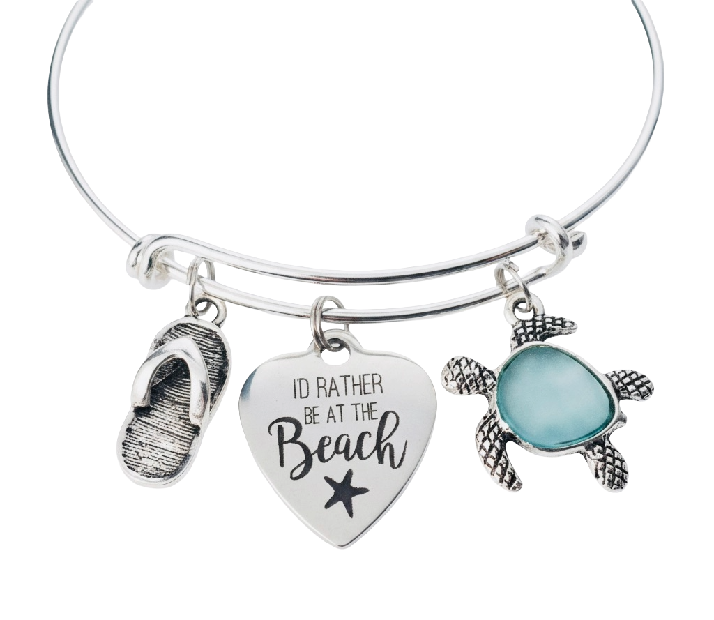 Silver expandable bangle bracelet with I&