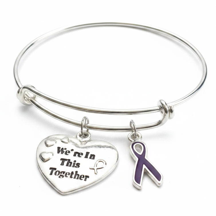 Silver expandable bangle bracelet with We&