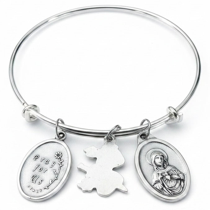 Sacred Heart of Jesus and Mary Charm Bracelet