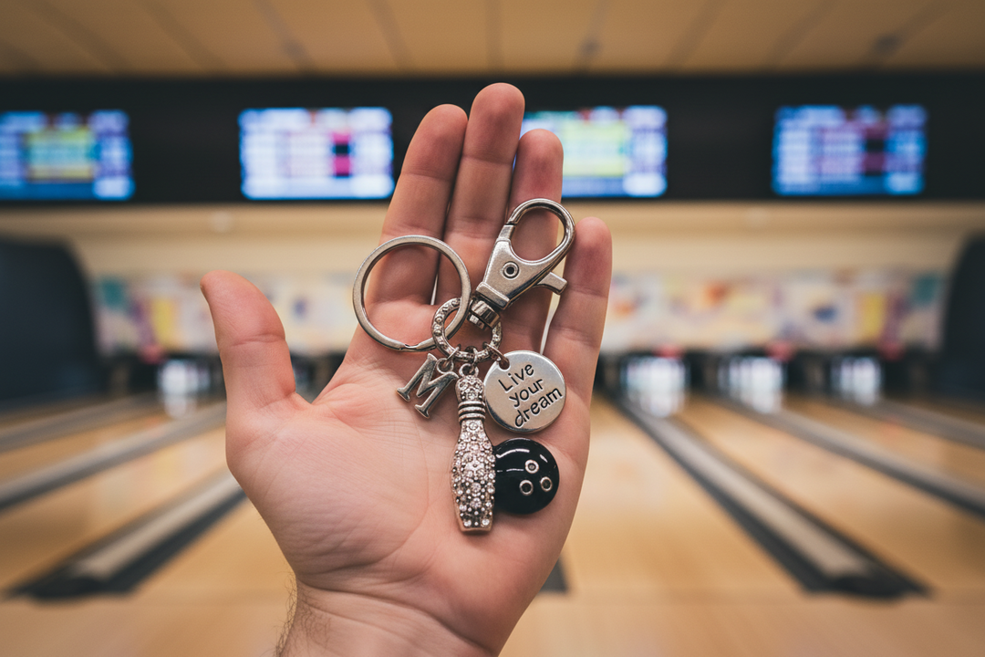 Bowling Keychain Gift Personalized Initial Charm Live Your Dream