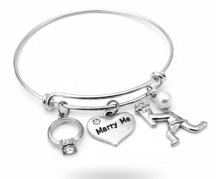 Marry Me Charm Bangle Bracelet | Engagement Ring &amp; Proposal Gift
