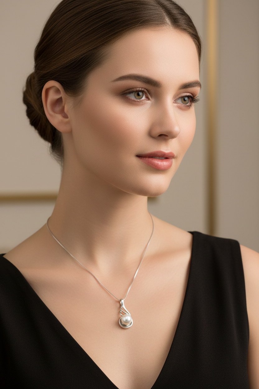 Pearl Pendant Necklace 925 Sterling Silver 18 Inch Box Chain