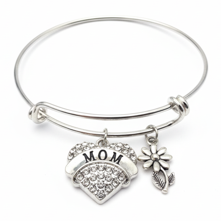 Silver bracelet with &