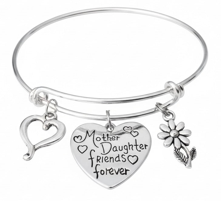 Mother Daughter Forever Friends Jewelry Expandable Charm Bracelet for Mom Bracelet for Daughter