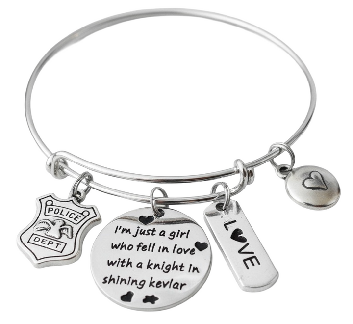 Gift for Police Wife Charm Bracelet