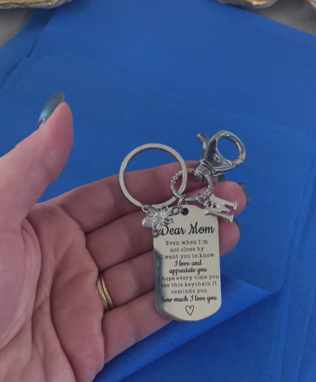Mom KeyChain Queen Bee Silver Key Ring Crystal Bee Keyring Mom Appreciation Gift